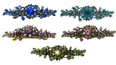 Set Of 5 Mid Size Metal Crystal Sparkly Barrettes 1 Ea Of 5 Colors 5A86600-1-5 • $12.99