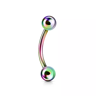 (2 Pieces) 16g Rainbow Curved Barbell Titanium Anodized Over Surgical Steel • $4.99