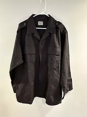 Atlanco Mens Shirt Jacket Size XL Regular Black Military Style Top Chest Pockets • $6.99