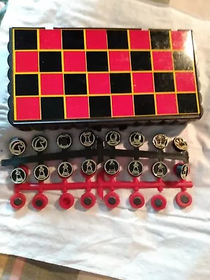 Magnetic Chess And Checkers In Folding Case Good Condition • $6