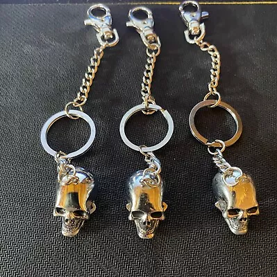 £5 • Buy New Metal Skull Biker Keyring Key Fob With Chain & Clip
