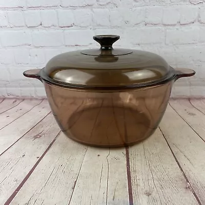 Vintage Corelle Pyrex Visions Amber Glass Cookware 4.5 Liter Dutch Oven With Lid • $39.99