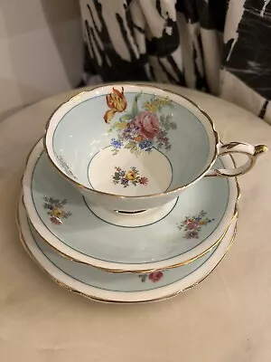 Vintage Paragon Tea Cup Saucer Set Pale Blue • $75