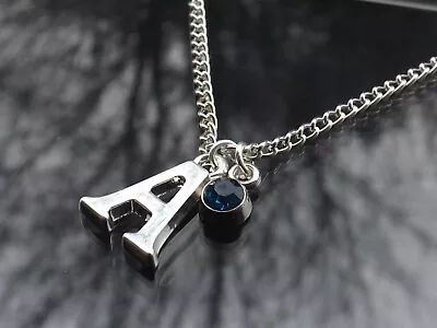 £2.99 • Buy Personalised Birthstone Necklace With Silver Plated Initial Letter 18  Long 