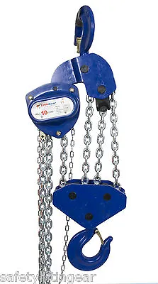 LiftinGear 10 Tonne X 10mtr Chain Block Tackle Manual Hand Lifting Pulley Hoist • £960.78