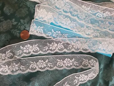 Vintage Lace French Trim Valennciene 4 Yards Floral Edging  • $12.99