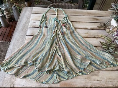 $43 • Buy Tigerlily A Line Stripe Tassel Singlet Mini Festival Boho Tunic Dress Size M 12
