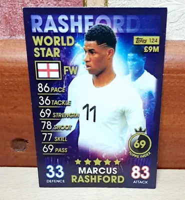 Marcus Rashford England 101 World Stars Match Attax Trading Card. 2018/2019. • £8