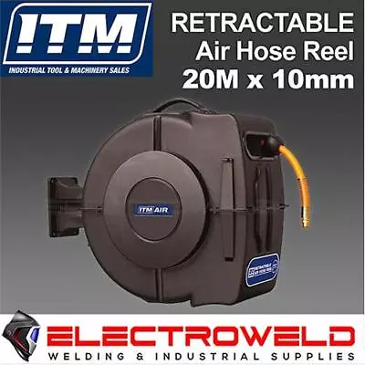 ITM Anti-Kink 20M Retractable Air Hose Reel Wall Mounted Compressor Polymer BSP • $185.20