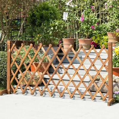 Expanding Wooden Fence Trellis Barrier Portable Screen Gate Pet Patio Garden • £17.19