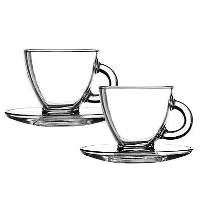 Ravenhead Entertain Set Of 2 200ml  Cappuccino Cups & Saucer Coffee Sleek Cup • £8.99