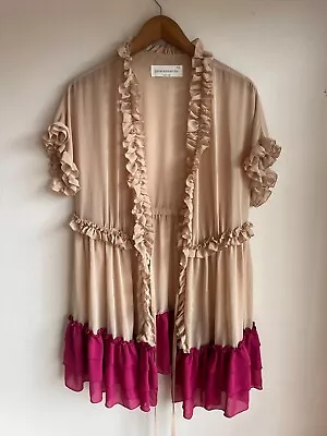 PETER ALEXANDER Pink & Beige Frill Robe Gown Size XS • $31.50