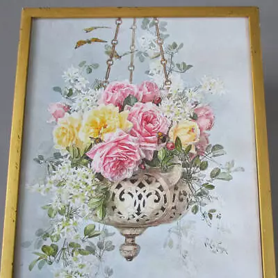 Antique C1900 GILT Wood & Gesso Frame Hanging BASKET Of ROSES * Paul De Longpre • $24.99