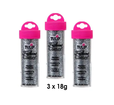 Triple Pack Tulip Fashion Glitter For Fabric Silver Hologram Fine 3 X 0.63oz 18g • £8.49