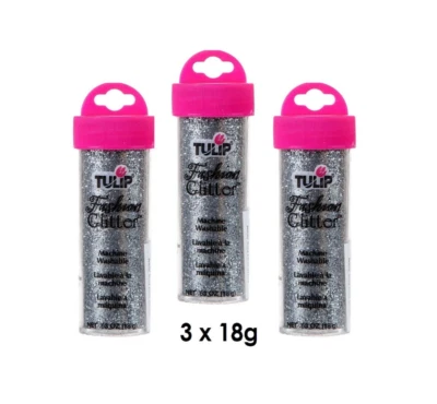 Triple Pack Tulip Fashion Glitter For Fabric Silver Hologram Fine 3 X 0.63oz 18g • £8.49