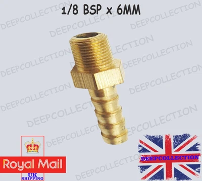 £8.99 • Buy 1/8  BSP To 6mm Brass Male Barb Hose Tail Fitting Fuel Air Gas Water Hose Oil