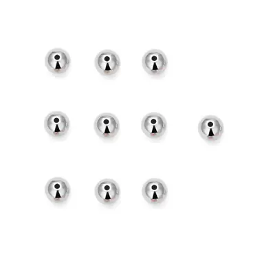 10pcs 925 Sterling Silver Round Polished Ball Beads Full Drill DIY 2/3/4/5/6mm • $5.99