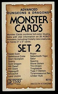 MONSTER CARDS SET 2 VF! Two Monster Manual Monstrous D&D TSR Dungeons Dragons • $49.95