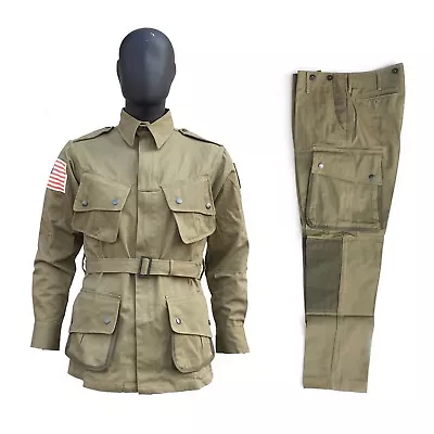 WWII US Army Paratrooper M42 Field Jacket Trousers SET M42 Uniform Size 44R • $120.89