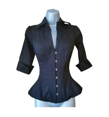 Corset Story Black Sleeved Steel Boned Corset Shirt Size 20  • $39.46