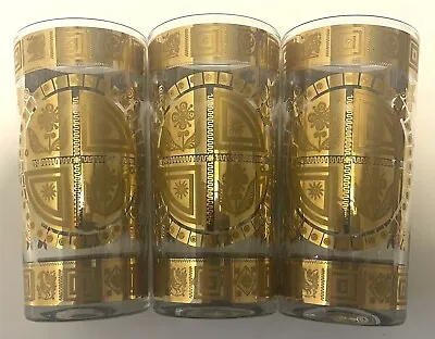 Culver Coronet Drinking Glasses 22k Gold MCM Excellent Vintage • $39.99