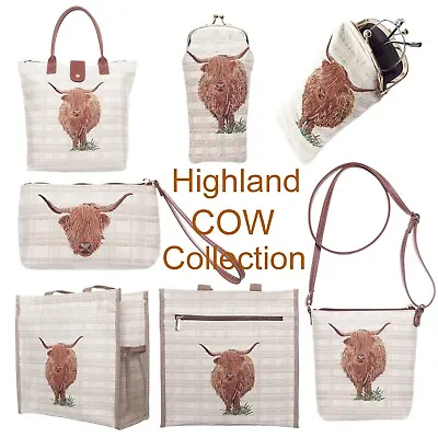 Signare Tapestry Highland Cow Collection Shopper Foldaway Purse Wristlet Bags • £22.99