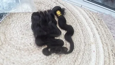 GIVE AWAY!! BODY WAVES BRAZILIAN VIRGIN HUMAN HAIR 1b#  14&14INCH CLOSURE 150g • £59