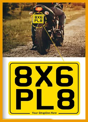 SIZE 8 X 6 METAL PLATE Bike Motorcycle Yellow Rear SHOW NUMBER PLATES Aluminium • £8.99