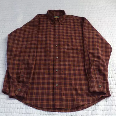 Cabelas Outdoor Men's Cotton Blend Long Sleeve Button Down Plaid Shirt Size L • $18.40