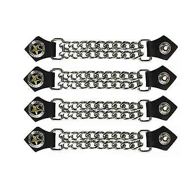 Gold Star Leather Motorcycle Vest Extenders For Men Biker Doulble Chains • $28.40