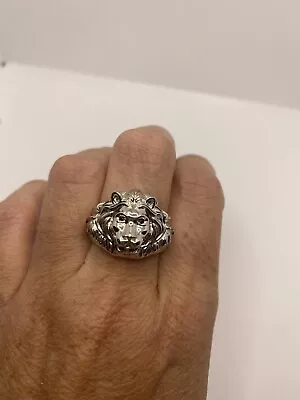 Vintage Lion Leo Mens Ring 925 Sterling Silver Size 10 • $76