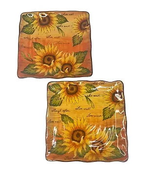 Set Of 2 Maxcera Live Well Laugh Often Love Much Sunflower Dinner Plates 11.5  • $29.97