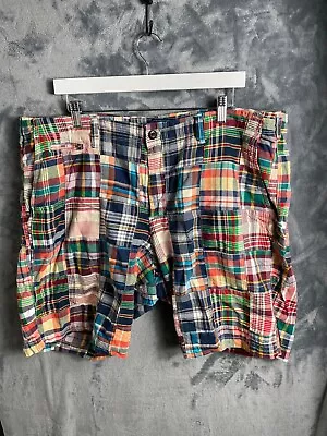 Gap Khakis Mens Madras Patchwork Shorts Size 40 Cotton Bermuda Length Multicolor • $14.99