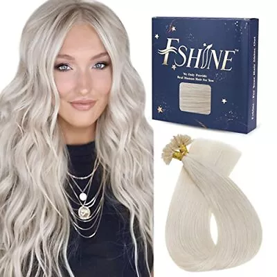 Fshine U Tip Hair Extensions Human Hair White Blonde 18 Inch Bondings Keratin... • $84.72