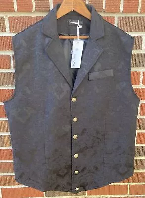 Nwt Vatpave Men's Black Vest Waistcoat Victorian Gothic Steampunk Xxl • $29.71