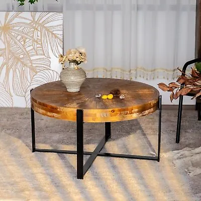 33.46 Retro Drawing Technology Splicing Round Coffee Table • $193.30