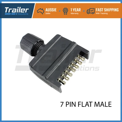 $10.30 • Buy Black 7 Pin Flat Plug Male CONNECTOR Caravan Trailer Adapter Boat Quick Fit CAMP
