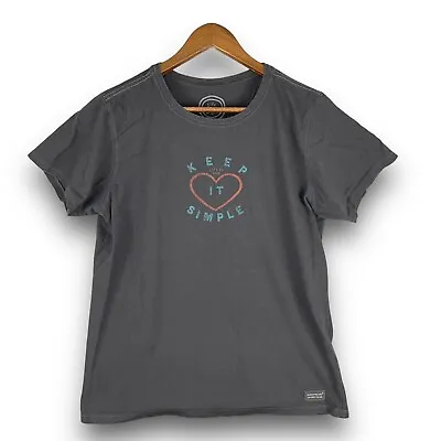 Life Is Good Shirt Womens Large Grey Keep It Simple Classic Tee Casual Ladies • £13.67