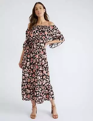 KATIES - Womens Dress -  3Q Sleeve Smocked Trim Maxi Dress • $28.20
