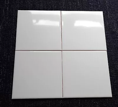 4 New Smooth Plain White Gloss 15cm Ceramic Wall Tiles • £5.94