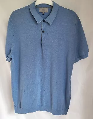 M&S Mens Polo Style Jumper Short Sleeves  Collared  Buttons  Blue Large 41-43 • £8.50