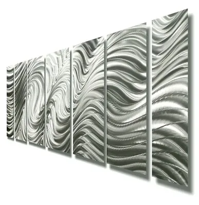 Modern Silver Metal Wall Art Etched Hanging Sculpture Decor For Indoor/Outdoor • $390