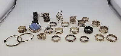 Unique Vintage Sterling Silver Jewelry Lot 925 Rings Earrings Pendant  • $471.04