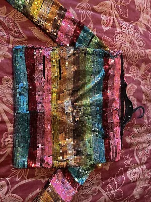 Biba Rainbow Sequin Dress Size 8 • £55