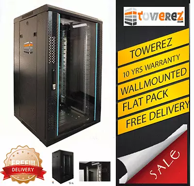 15U SERVER RACK DATA NETWORK CABINET  19 INCH 600 (W) X450 (D) X 800 (H)flatpack • £150