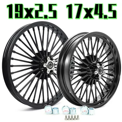 19x2.5 17x4.5 Fat Spoke Wheels For Harley Dyna Street Bob Super Glide FXDB FXDLS • $1679.59