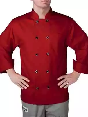 NEW RED UNISEX LONG SLEEVE PLASTIC BUTTON CHEF COAT CW4410 Many Sizes • $9.99