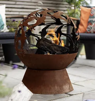 Patio Heater Fire Pit For Garden - La Hacienda Swallow Globe - Oxidised Steel • £269.99