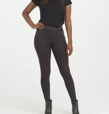 Spanx Jeanish High Rise Ankle Leggings Size L Women’s Elastic Waist Houndstooth • $49.99
