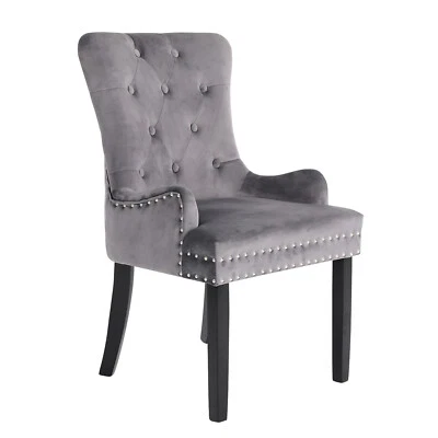 $179 • Buy Dining Chair French Provincial Ring Studded Velvet Rubberwood LISSE